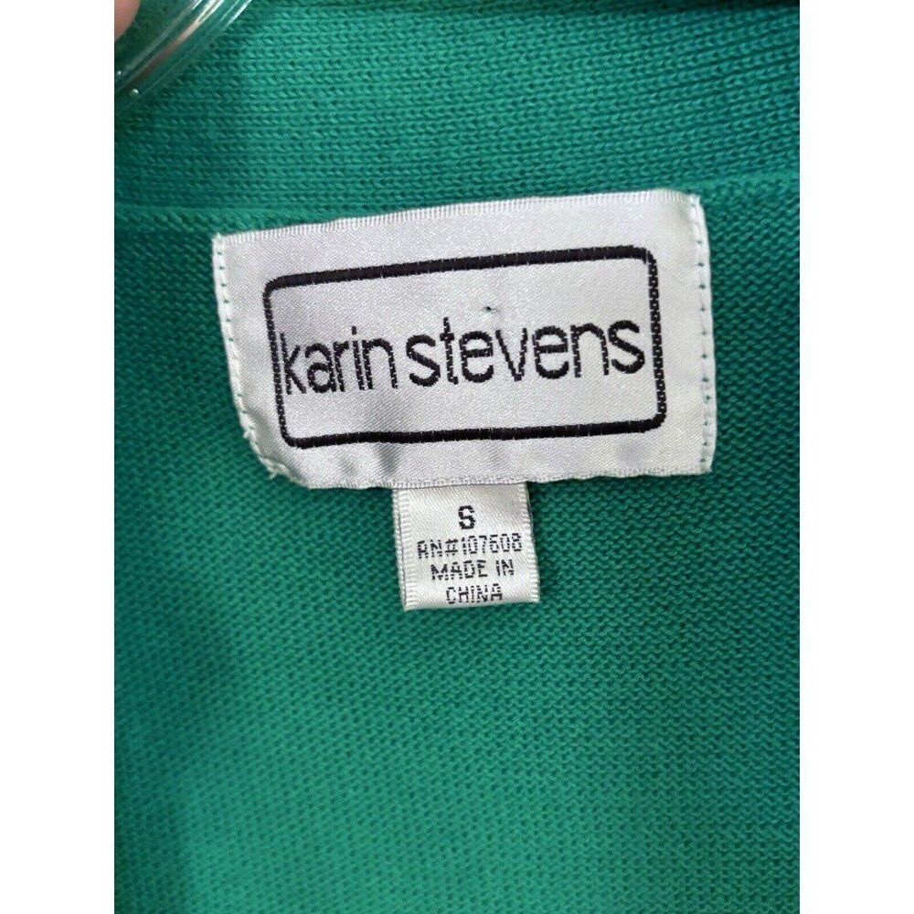 Karin Stevens Green Open Cardigan Short Sleeved Size Small - Picture 2 of 5